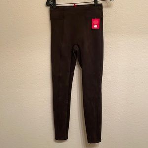 NWT chocolate brown faux suede Spanx leggings size xs